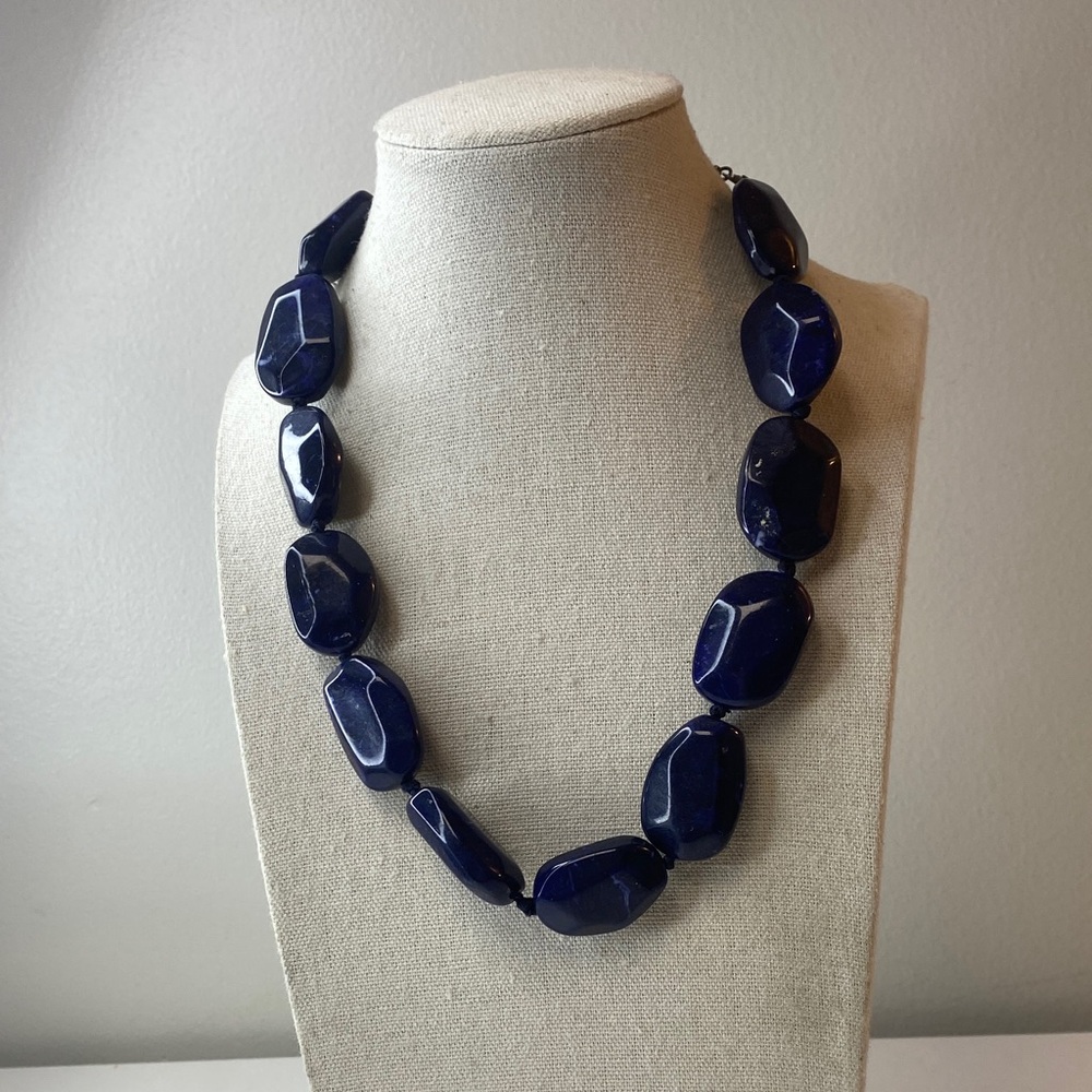 Navy Blue Beaded Necklace